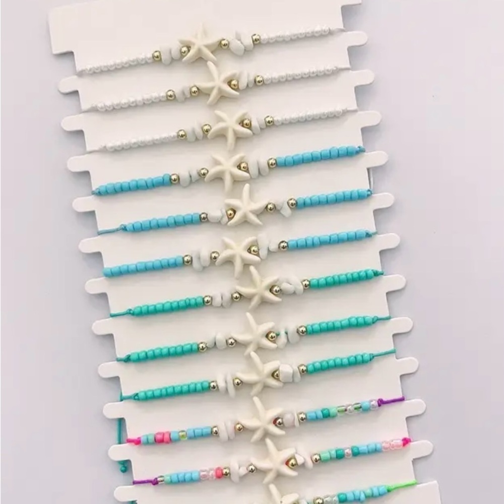 Costal Starfish Beaded Bracelet - Multicolor - Adjustable